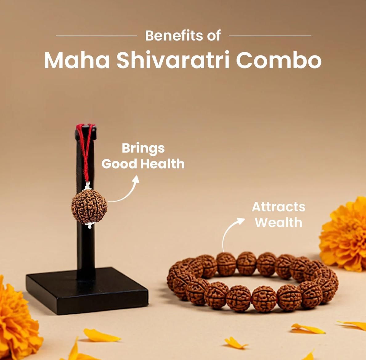 Maha Shivratri Special Combo – 5 Mukhi Rudraksha with Spiritual Bracelet for Protection & Positive Energy