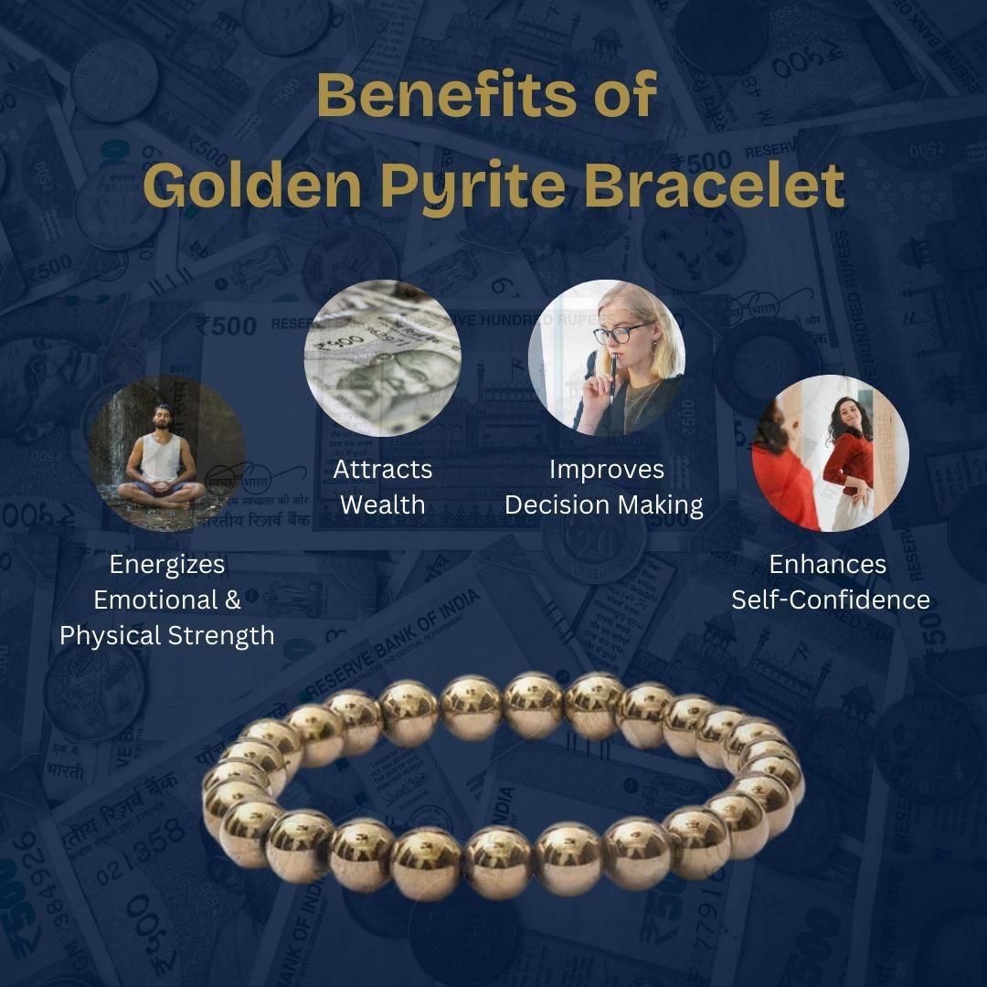 Golden Pyrite Power Bracelet – 8mm Energy Beads for Wealth, Confidence & Protection