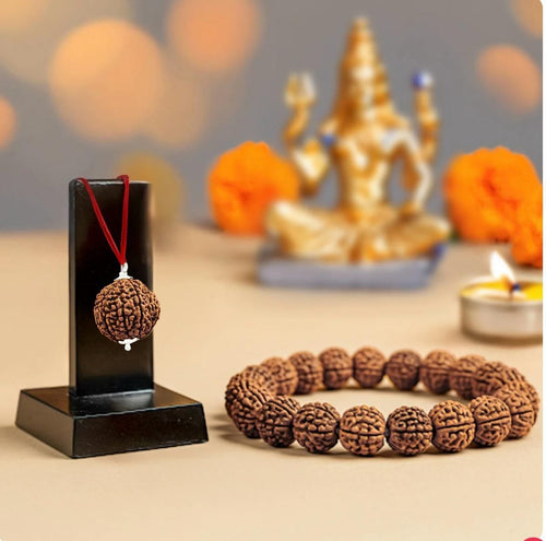 Maha Shivratri Special Combo – 5 Mukhi Rudraksha with Spiritual Bracelet for Protection & Positive Energy